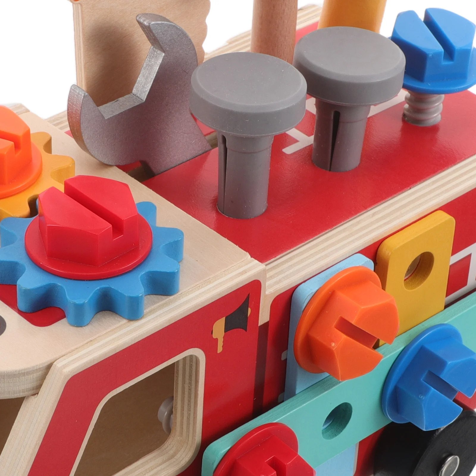 1セット木製トラックツールセット本物の木製ステム教育玩具幼児向けキッズツールベンチごっこ遊びモンテッソーリ建設学習