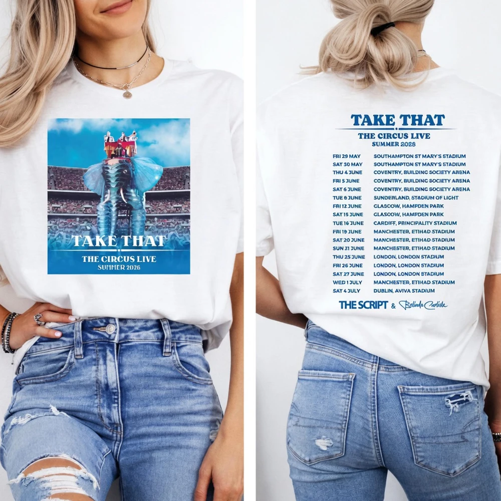 Take That The Circus Live Tour 2026 T-Shirt Summer Concert Front and Back Print Shirt Unisex Music Lover Tee Short Sleeve Tshirt