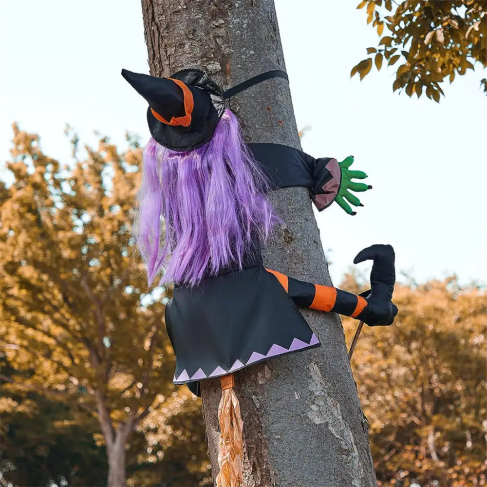 Halloween Outdoor Decoration Crashing Witch Into Tree Home Garden Decor Classic Flying Witch Pendant  for Yard Lawn Patio Porch