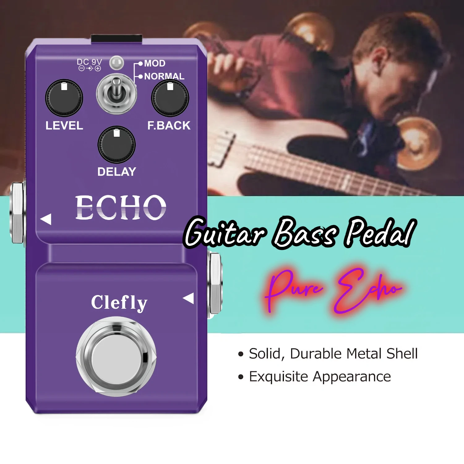 Clefly NANO Super Mini Guitar Analog Effect Pedal Delay Echo Cute Design True Bypass For Guitar Bass Parts Accessories Purple