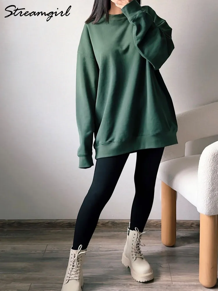 Oversize Gradient Sweatshirts Women Cotton Autumn Green Casual Pullovers O Neck Couples Sweatshirts For Women Streetwear 2024