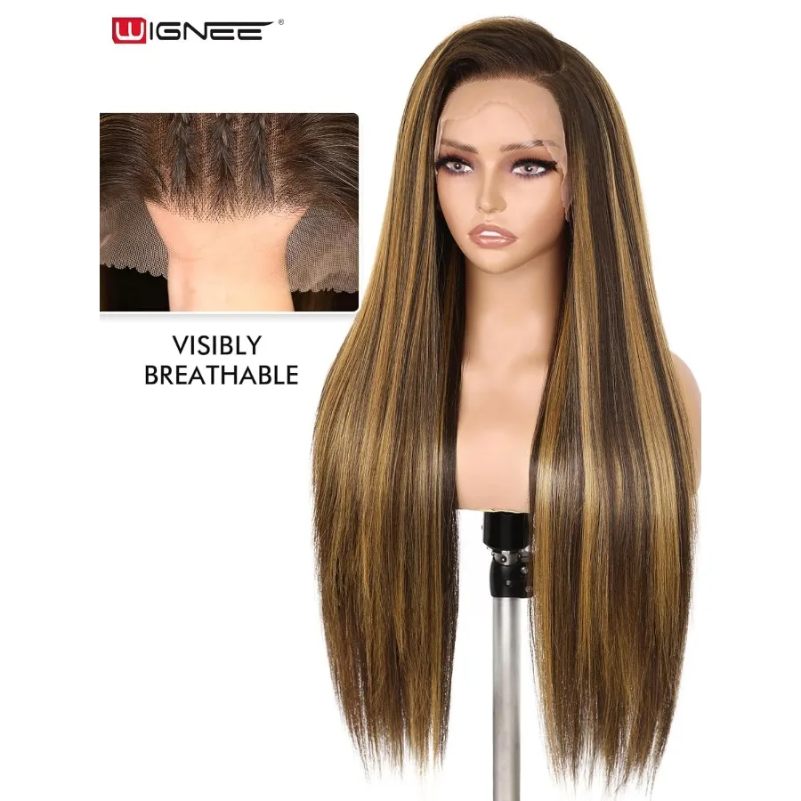 شعر مستعار اصطناعي 13x6 باروكة أمامية من الدانتيل 28 شعر مستعار طويل مستقيم أسود طبيعي كانيكالون فوتورا بيروكات صناعية للنساء السود PrePluc