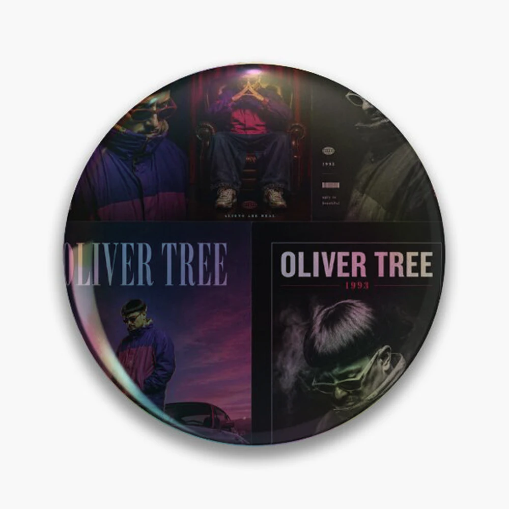 Oliver Tree Pin Holographic Star Heart Pin Brooches Laminated Button Fashion Accessory