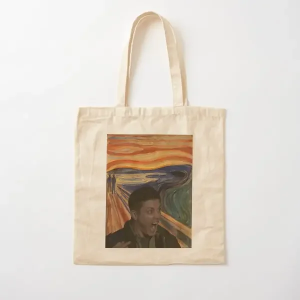 

Дин Крик Рисование Munch Хлопковая Холщовая Сумка Дамы Женщины Бакалея Путешествия Мода Повседневная Сумка с Принтом Сумка-Шоппер На Ремне