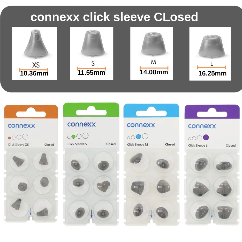 

Closed Dome Signia/Rexton/Vibe Hearing Aid Connexx Click Sleeve | Closed Eartips for CIC & ITC Hearing Aids