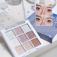 Snowflake love 9 color eye shadow tray powder delicate and easy to put on makeup, matte and shiny makeup