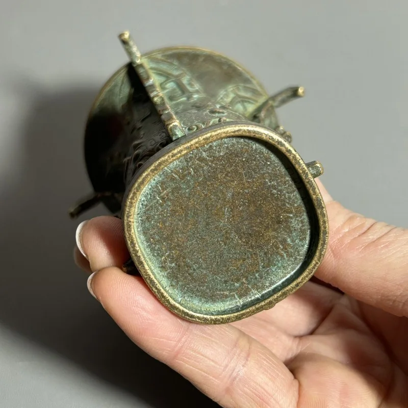 Western Period He Zun Ornament Bronze Craft Office Decoration Living Room Decorative Gift Collectible Vintage