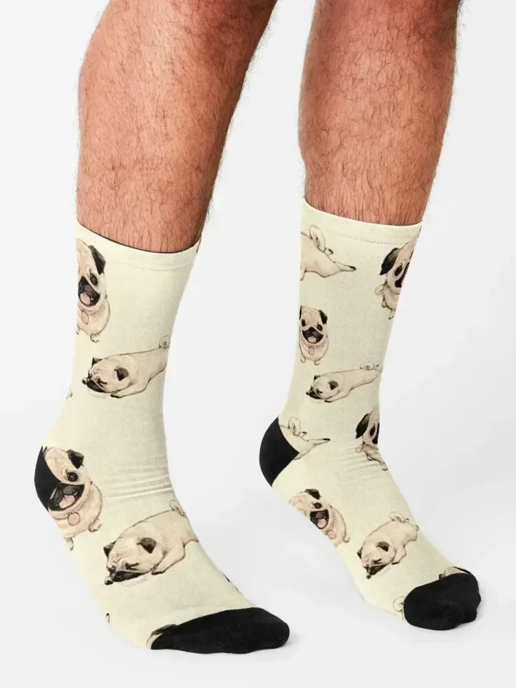 Pug Dog Art Pugs puppy funny cute dogs Socks Novelties summer hiphop christmas stocking Socks Men Women's