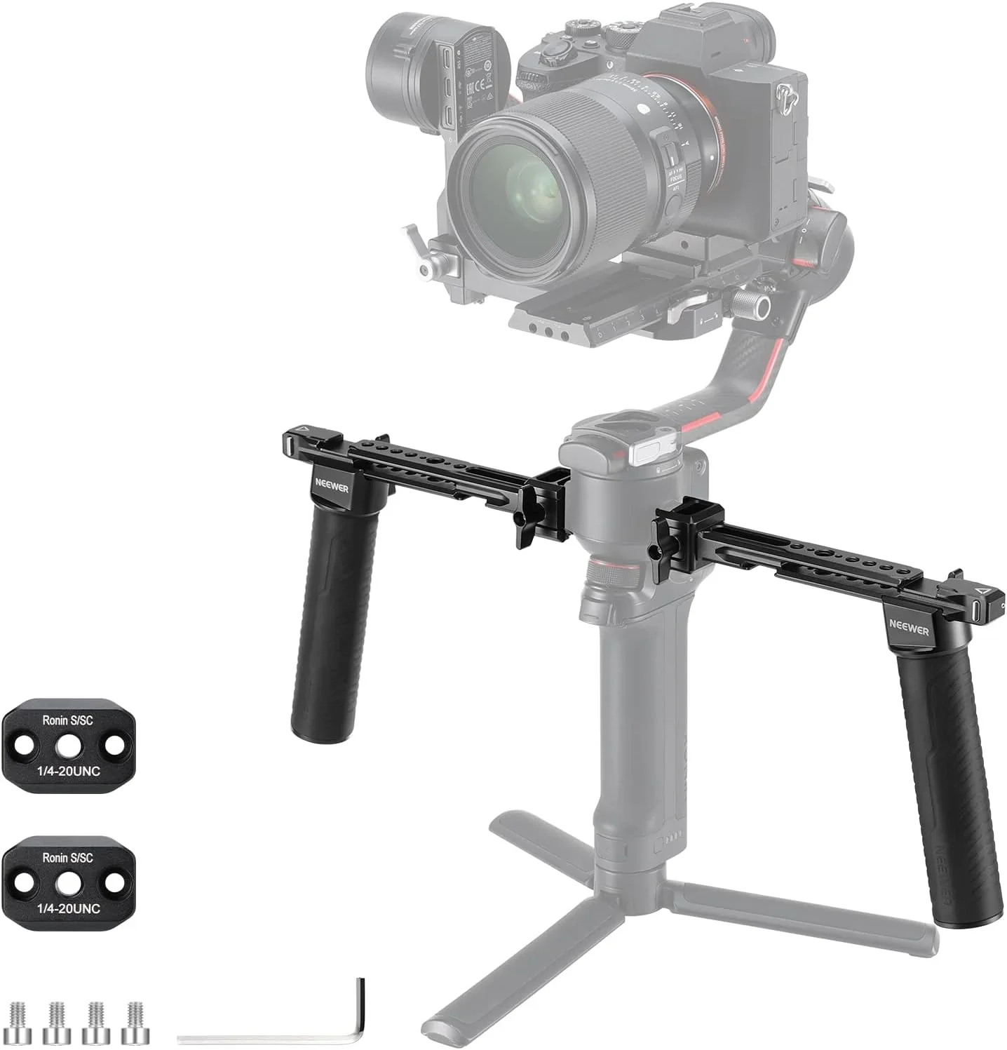 NEEWER GA006 Dual Handgrip, Ergonomic Handle Kit Compatible with DJI Gimbals for Video Vlog Shooting