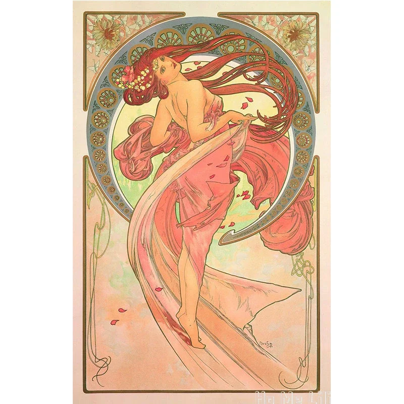 Dance Vintage Nouveau Canvas Print Wall Art Retro Style Gift Reproduction Classic Oil Painting Home Decor