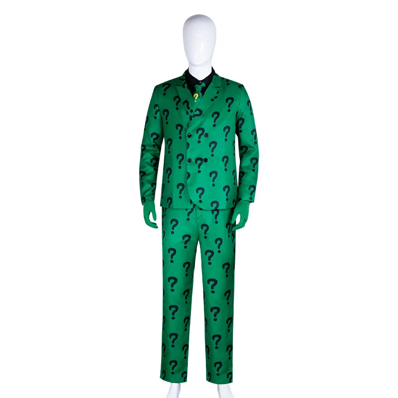 

DC Gotham Riddler Costume Halloween Green Question Mark Suit Villain Riddler Cosplay