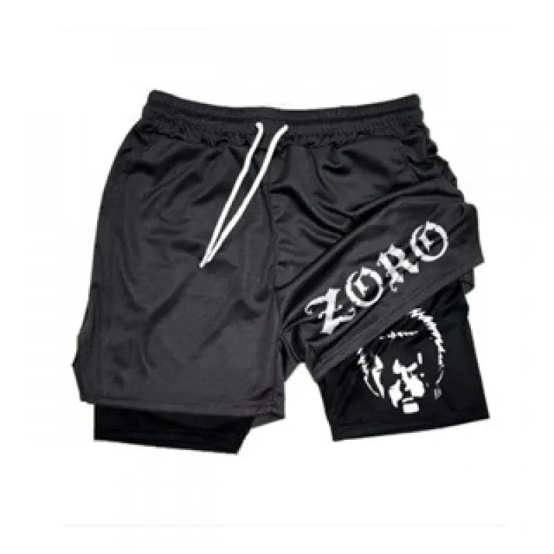 Berserk-pantalones cortos deportivos 2 en 1 para hombre, shorts de secado rápido para correr, entrenamiento de gimnasio y fitness, doble capa