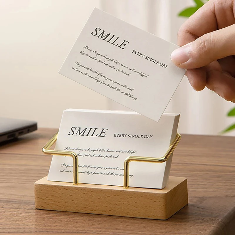 

Business Card Holder Organizer Office Desk Display Stand Memo Counter Accessories Tabletop Shelf Home Wooden Card Holder Storage