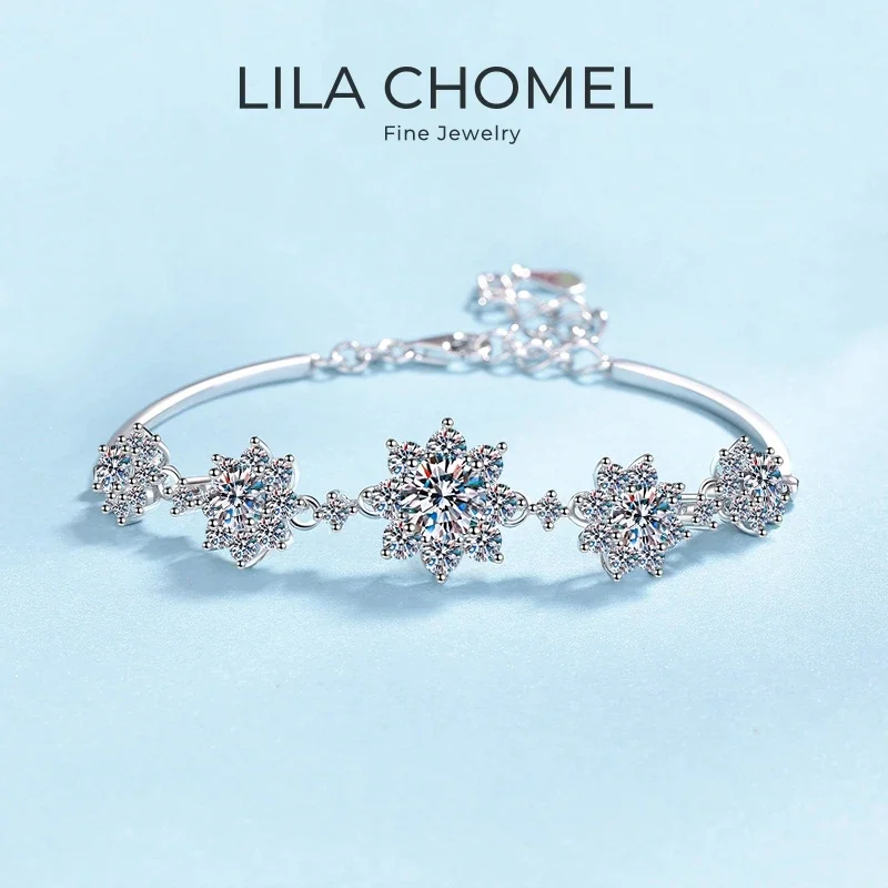 Women Valentine's Day 18K White Gold Wedding Bracelets 2.6CT Moissanite Diamond Girl Friend Birthday Gift PT950 Fine Jewelry