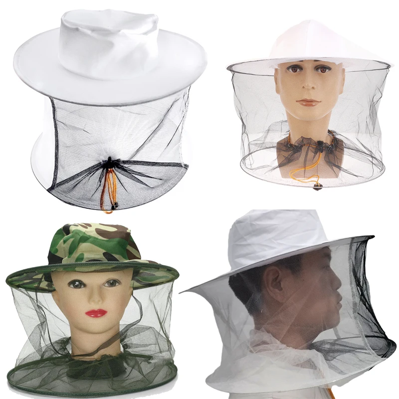 BeeKeeping Protective Bee Hat Anti Bee White Hat-Veil Combo Repellent Bee Cap Bug Mesh Mask Bee-keeping Protection Beekeeper