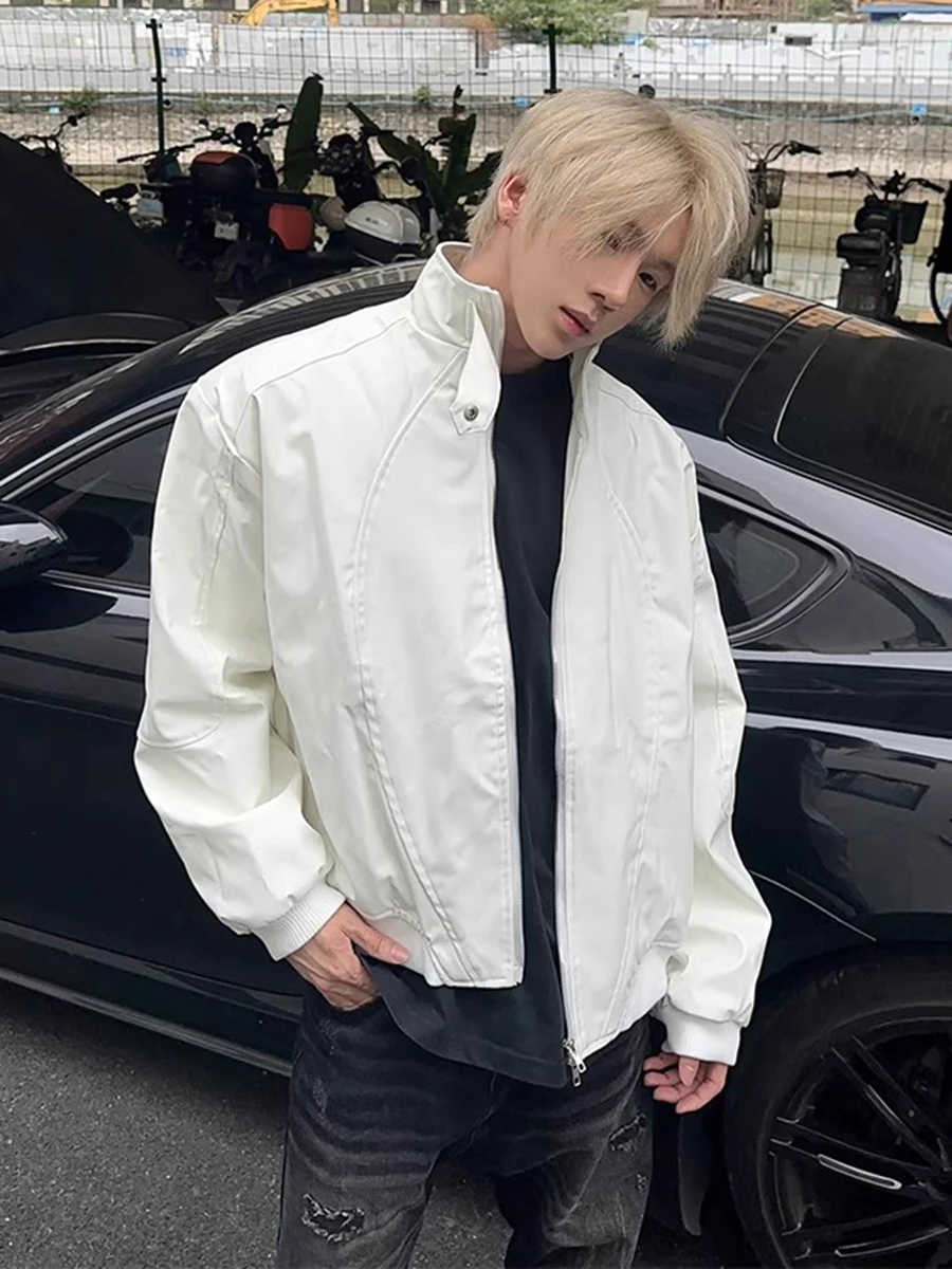 

Мужская куртка из искусственной кожи Apricot PU Leather Jaet, весенне-осенняя, в американском уличном стиле, мотоциклетная одежда, Cleanfit, с подплечниками