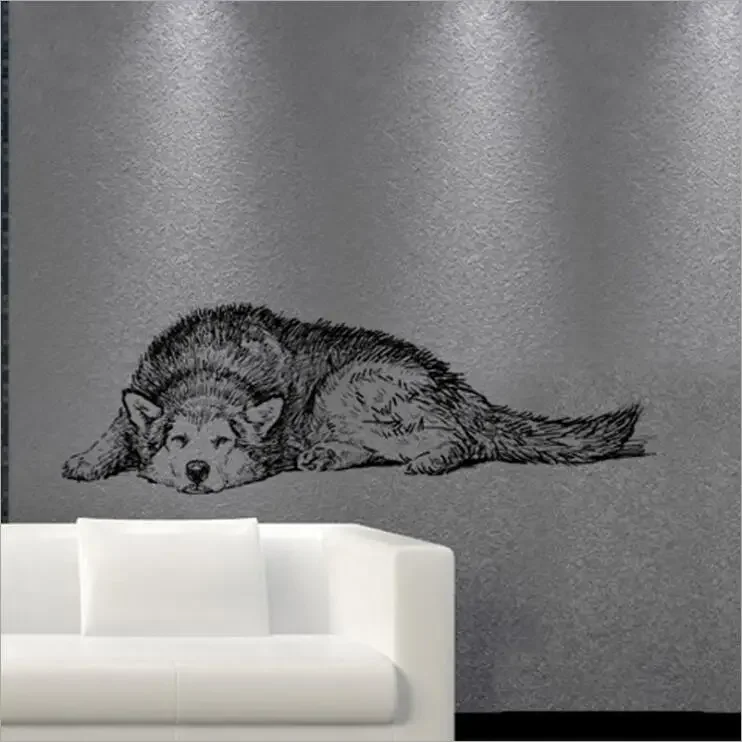 Creative Animal Pets Dog Husky Removable Wall Stickers for Living Room Bedroom Waterproof Poste Kid Room Home Decor Art Mural