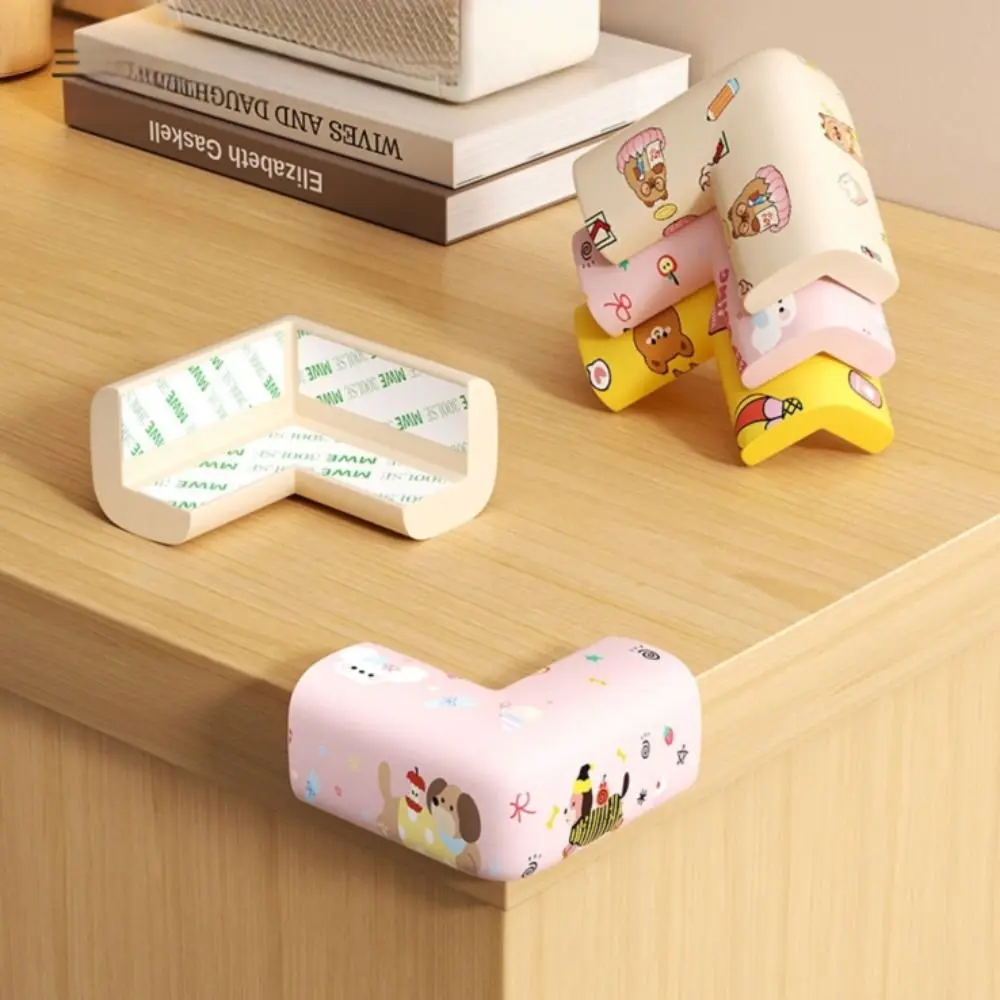 4Pcs Cartoon Pattern Desk Edge Guard Corner Baby Safety Soft Wall Corner Protector Self-adhesive Thicken Anti Collision Cushion