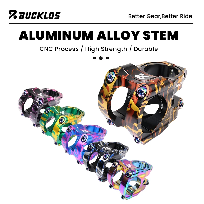 BUCKLOS MTB Short Handlebar Stem Ultralight CNC Bicycle Stem 28.6mm 31.8mm Mountain Bike Bar Power High Strength Bicycle Stem