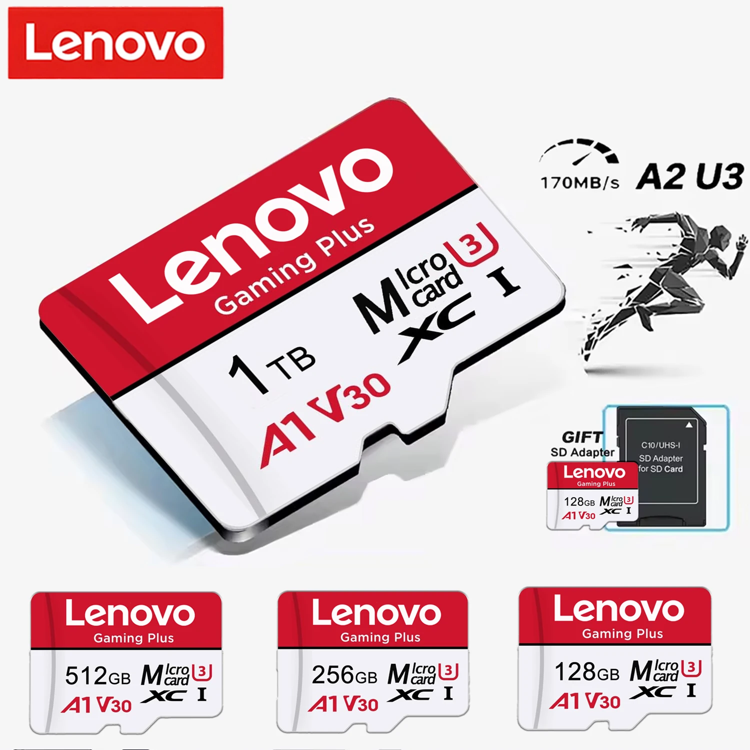 Lenovo Class 10 High Speed TF Flash Card A2 U3 Micro SD Card for Phone Nintendo Switch 64GB/128GB/256GB/512GB/1TB TF Memory Card
