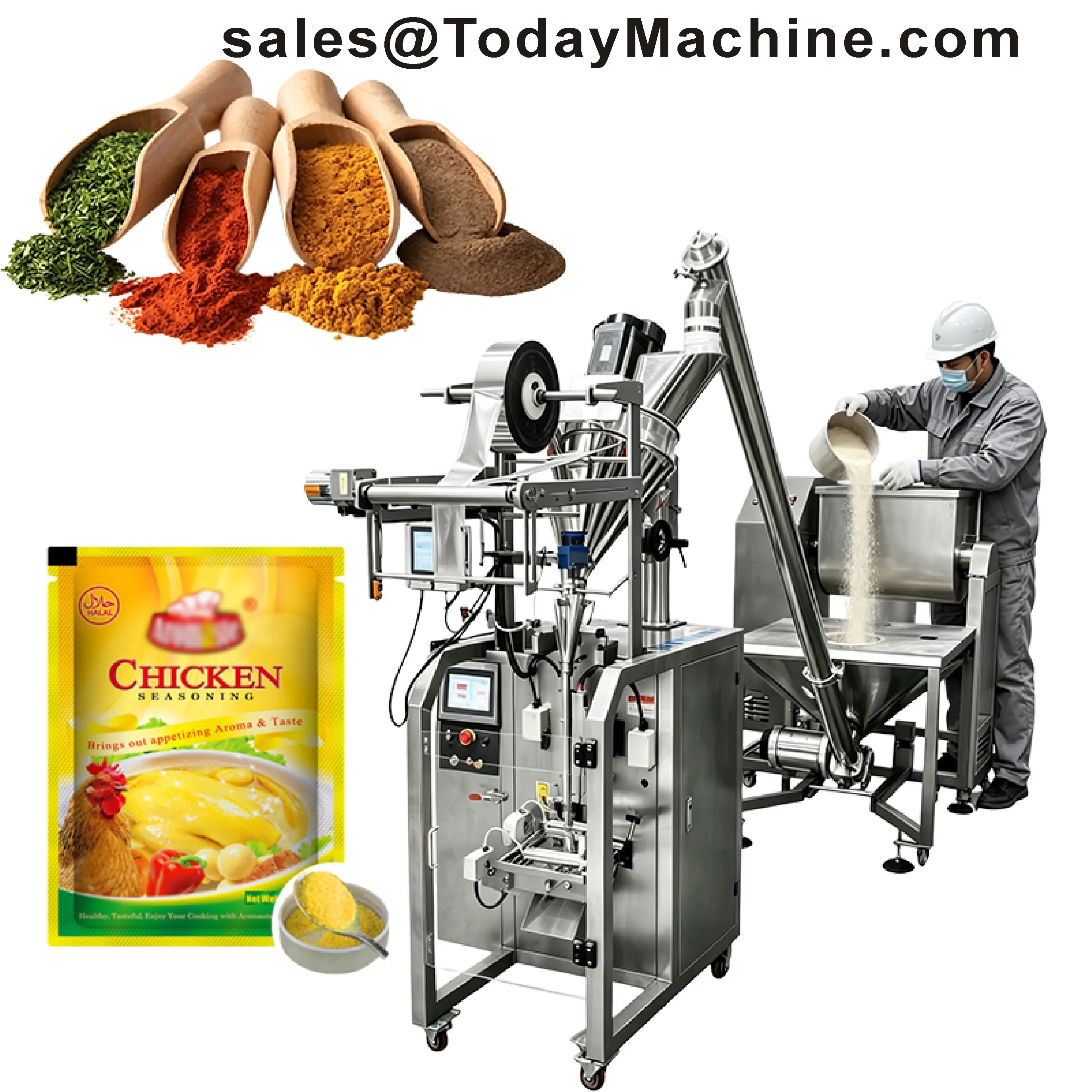 VFFS 500g 1kg 2kg 5kg Gusset Bag Sugar Milk Powder Coffee Powder VFFS Packaging Machine With Screw Conveyor