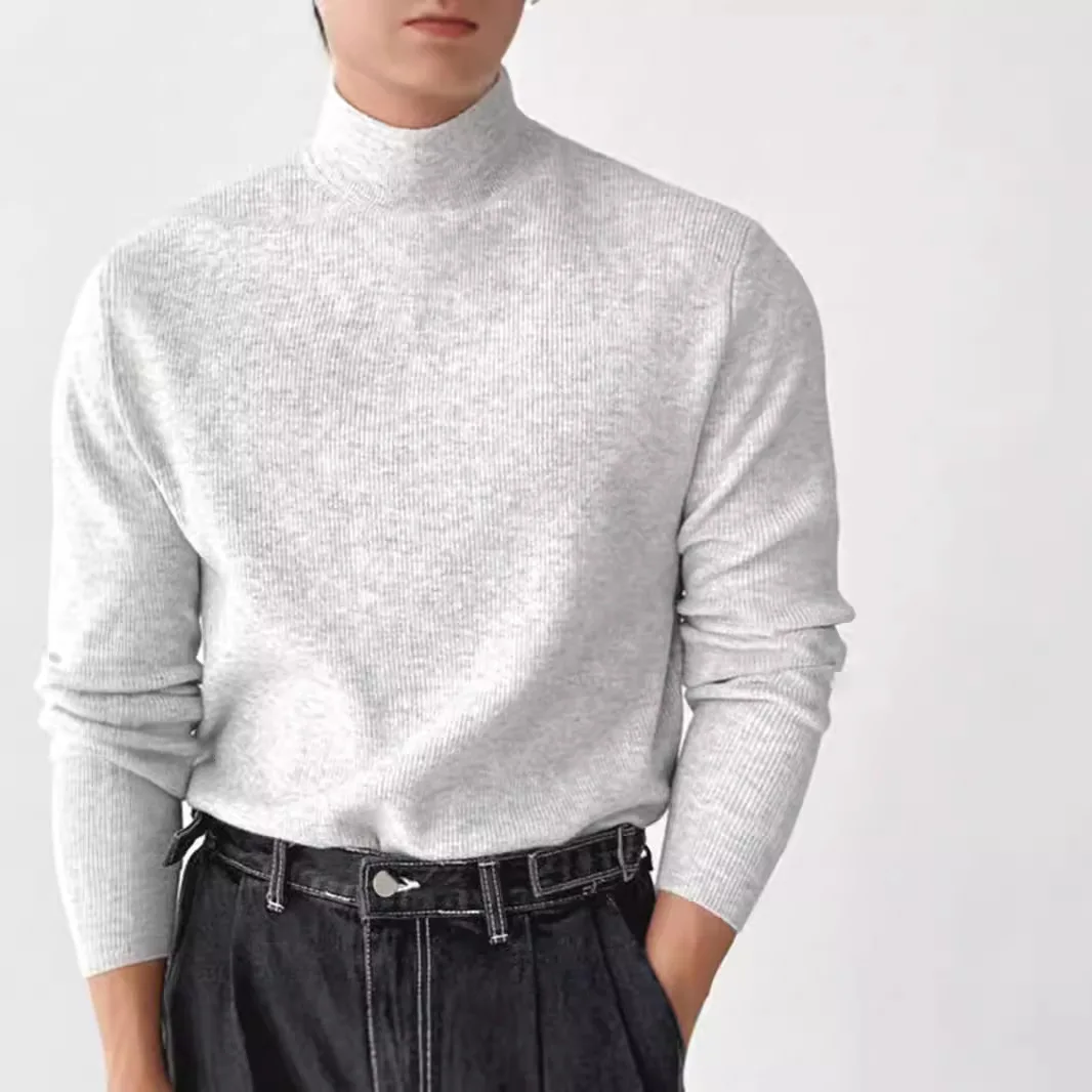 

Men's Knitted Slim Fit Half Turtleneck Long Sleeve Sweater Soft Breathable Base Layer Wool Pullover