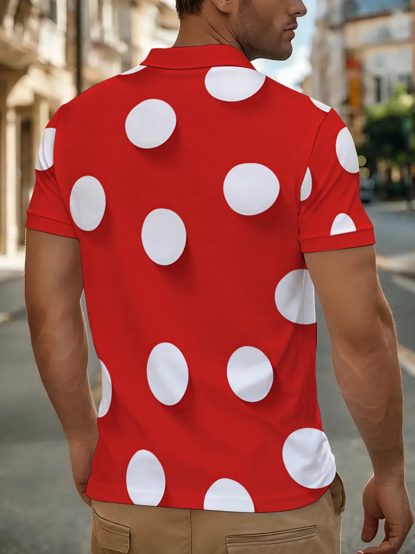 2026 Summer New Style Men's Short-Sleeved Polo Shirt With 3D Dots Pattern Print Casual And Fashionable Breathable