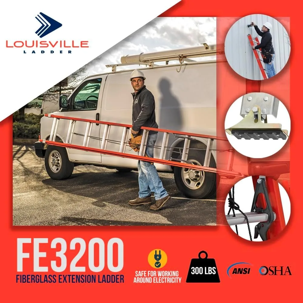 Escada de extensão de pé FE3216, 16 pés, laranja