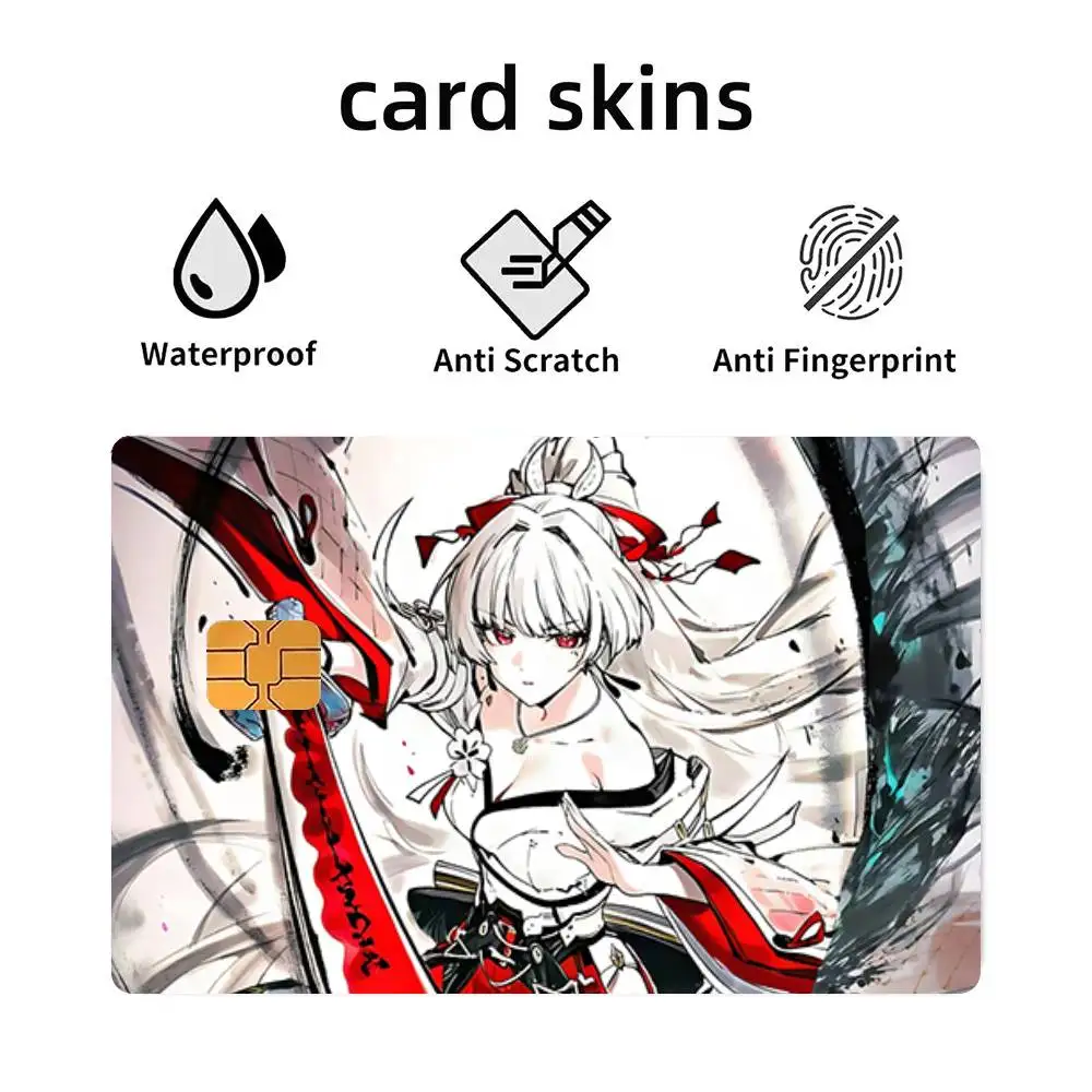 Game Wuthering Waves Hiyuki 4pcs 1Set Funny Shell On Off Ultra Thin No Fade Sticker Skin Cover Film For Debit Credit Card