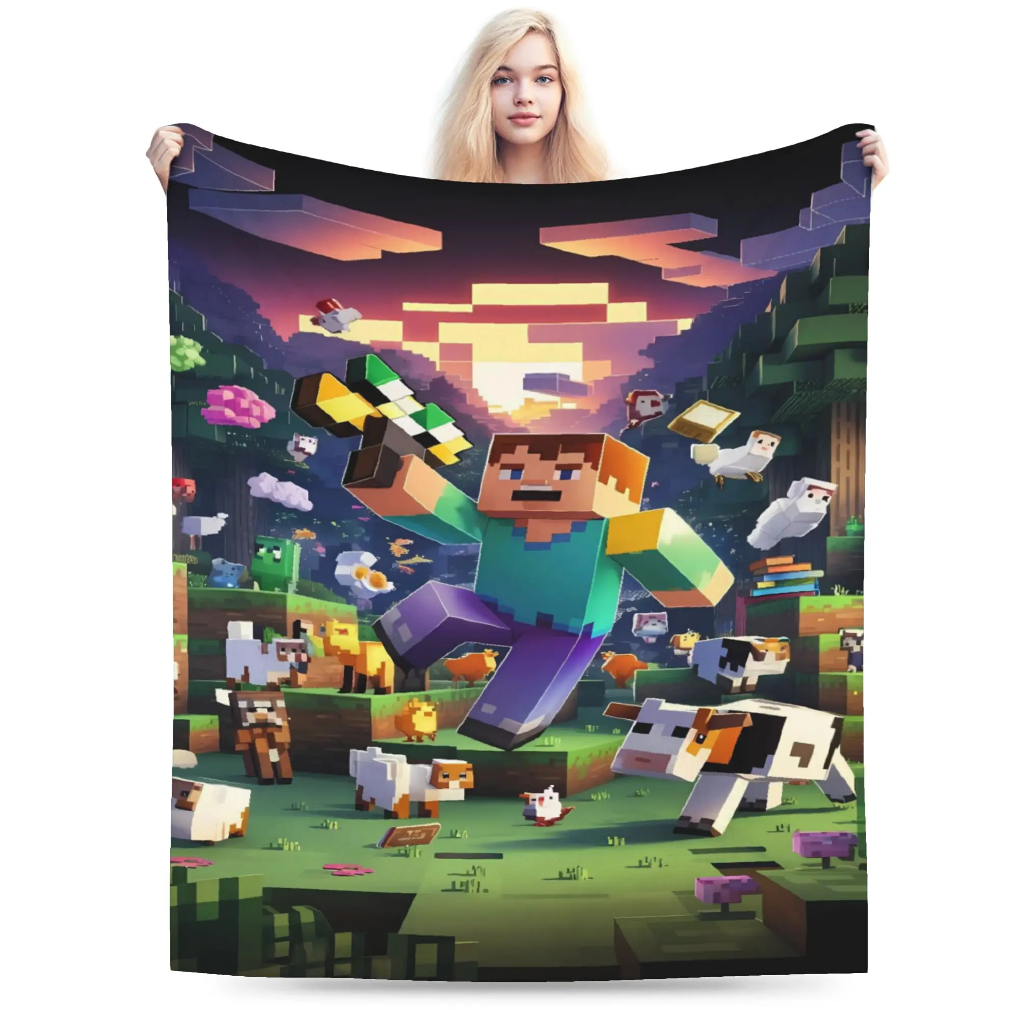 Game M-Minecrafts Blanket  Travel Flannel Bedding Throws For Home Decor Warm Soft Customized Quality Bedspread Birthday Gift