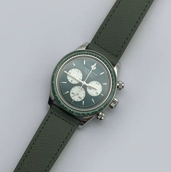 FARASUTE Men Automatic Watch Classic 39mm Chronograph Mechanical Wristwatch 5Bar Sapphire Mirror Sapphire Bezel Dandong 4130 Mov