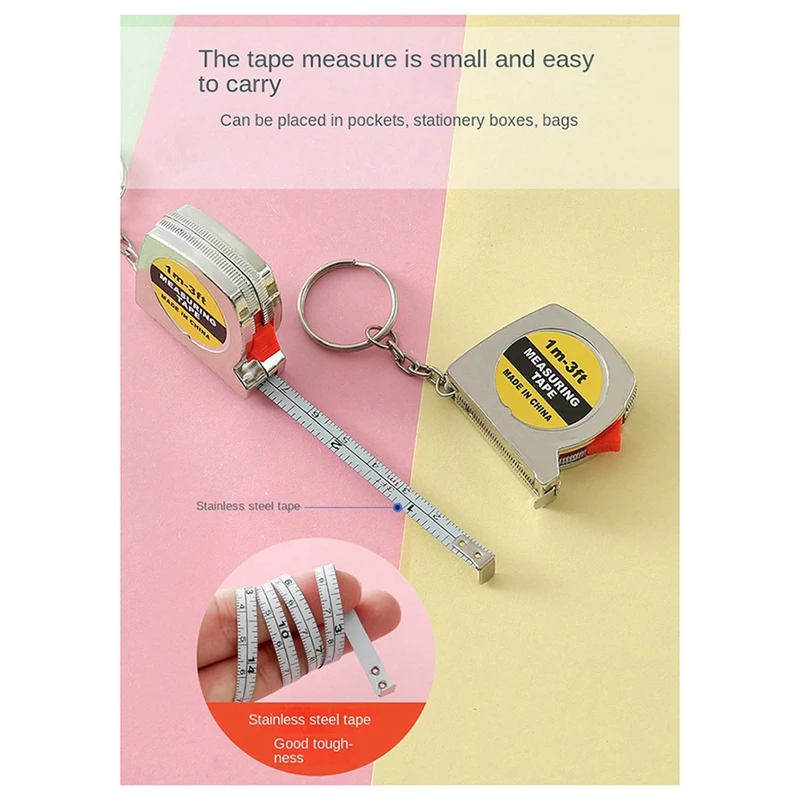 Electroplated Tape Measure Mini Steel Tape Measure Mini Gift Tape Measure Metric And English Dual System Brake Recovery