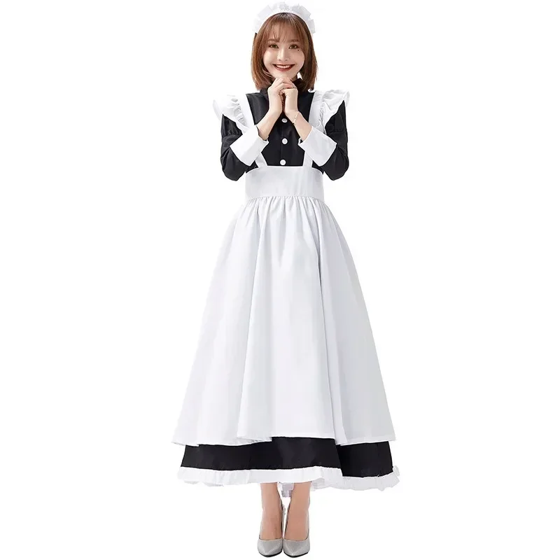 

Women Maid Outfit Long Dress Apron Dress Lolita Dresses Men Clothes Unisex Cafe Costume Cosplay Anime Costumes Jujutsu Kaisen