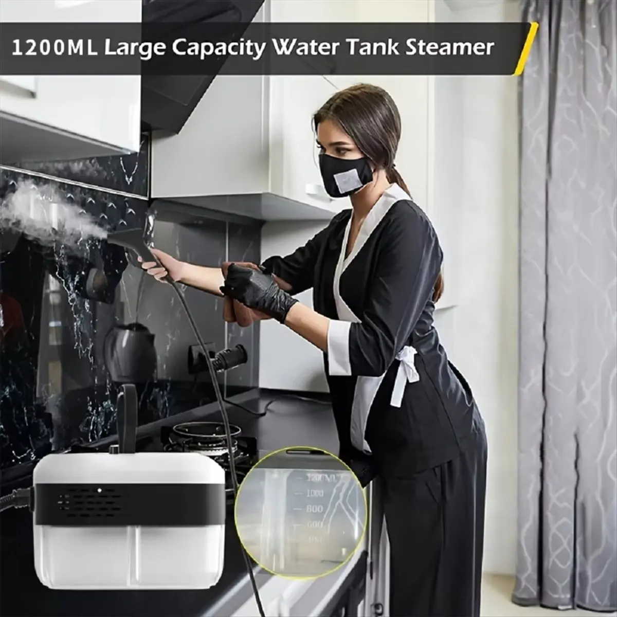 belong Handheld Multi-Surface Steam Cleaner with Accessories,1500W Touch Screen 6Levels Adjustable,for Home Kitchen Auto Car EU