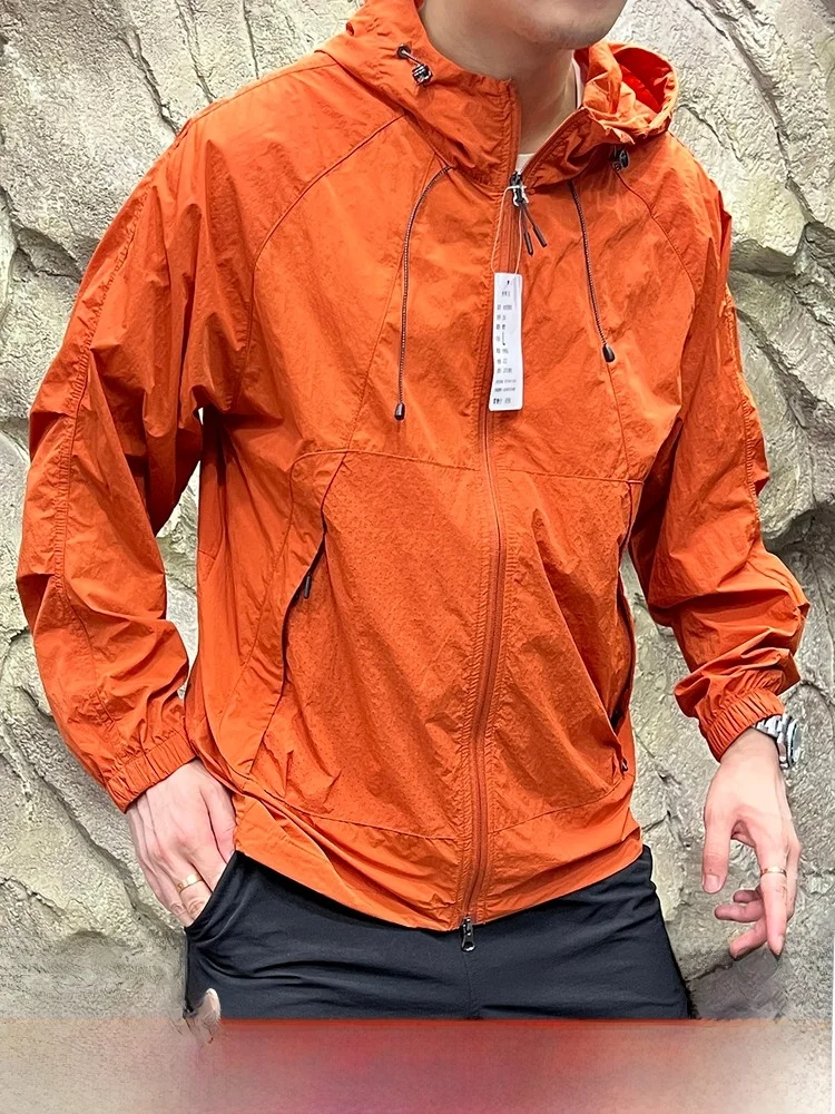 

Outdoor Men's Spring Summer Breathable Skin irt 3D Tailoring Hooded Sportswear Nylon Fiber Stand Fit Daily Wear Jaet