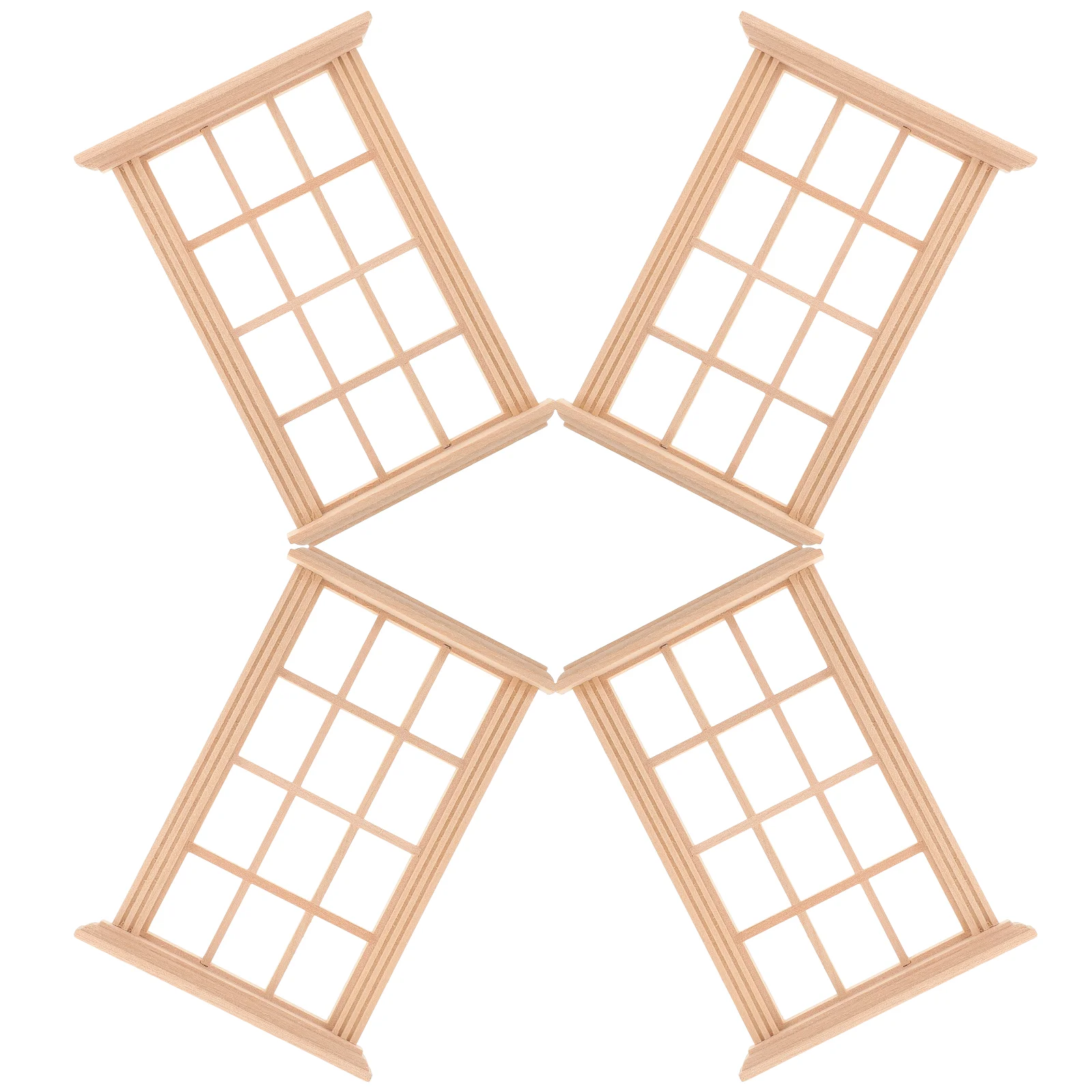 4 Pcs Tiny Houses Dollhouse Window Wooden Furniture Mini Ornament Kids Toys Toddler