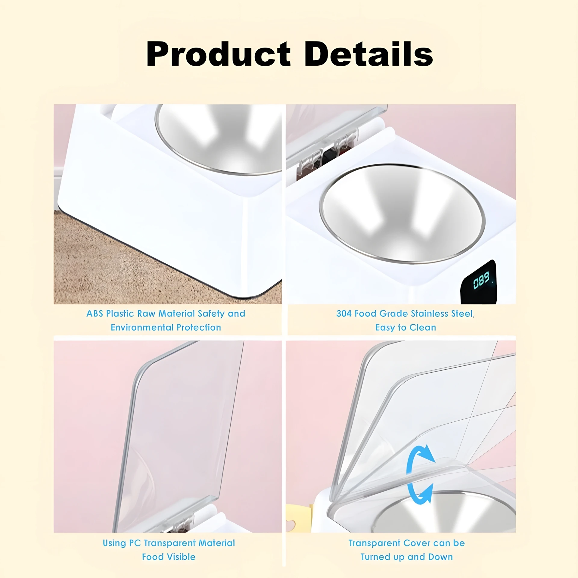Smart 350ml Pet Feeder Bowl with Infrared Sensor Auto-Open Cover Automatic Feeder Anti-mouse Moisture-proof Cat Food Dispenser