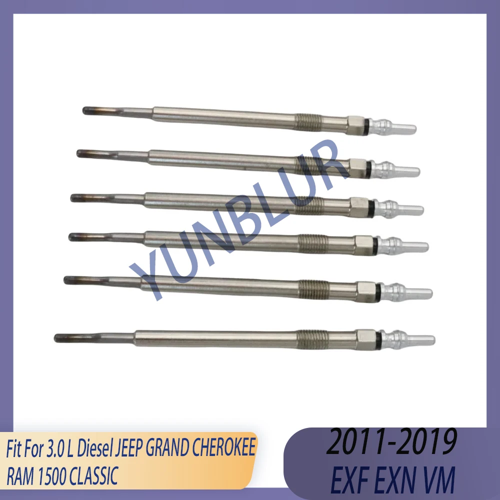 

6pcs EXF EXN VM Engine Glow Plug Set Fit 3.0 L 11-19 Eco- Diesel For JEEP GRAND CHEROKEE RAM 1500 CLASSIC V6