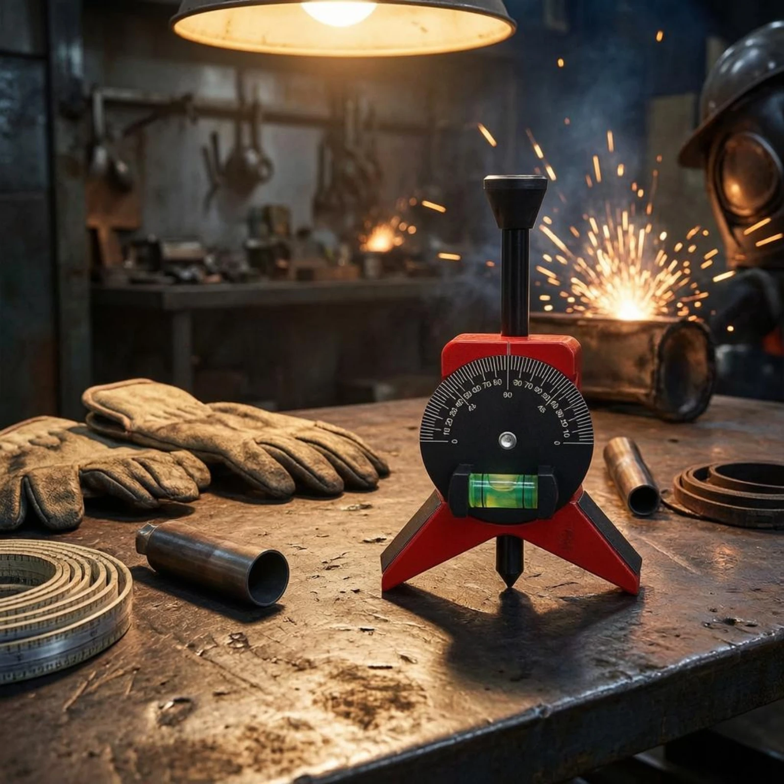 Picture 3: Pipe Center-Finding Locator Angle Scale Pipe Centering Tool Pointed Tips Side Pads