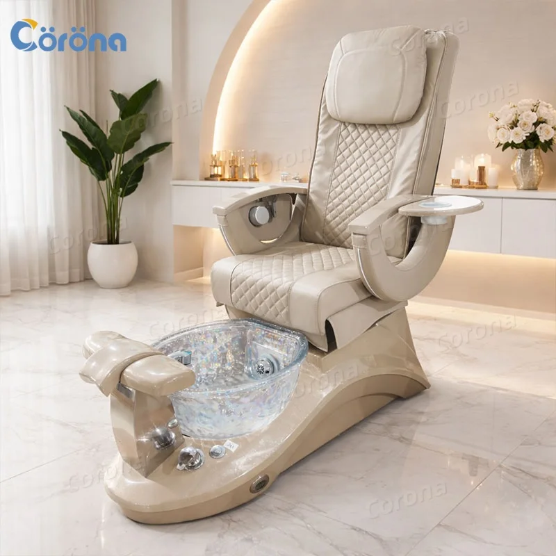 Luxury Pedicure Chair Pink/Black No Plumbing Required for Nail Salon Foot Spa Massage Salon Furniture