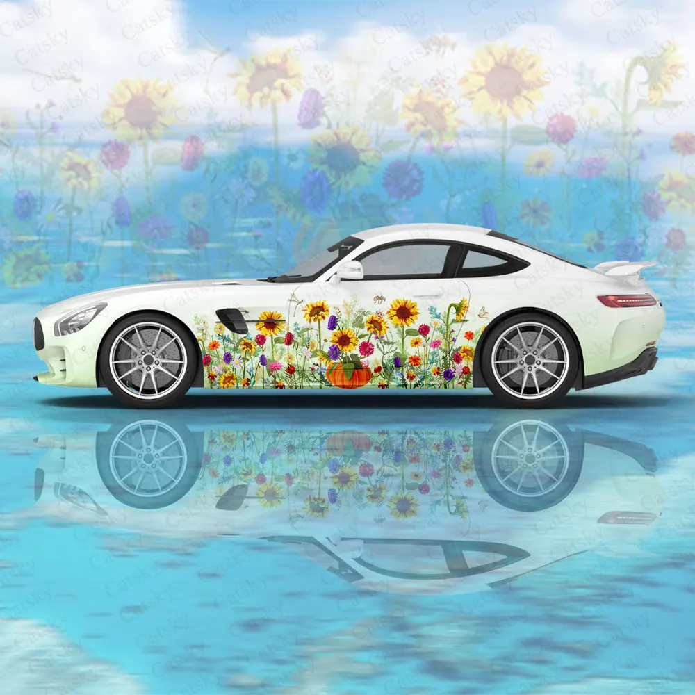 

Sunflower Dragonfly Car Body Sticker Itasha Vinyl Car Side Decal Sticker Car Body Sticker Car Decor Sticker Car Protective Film