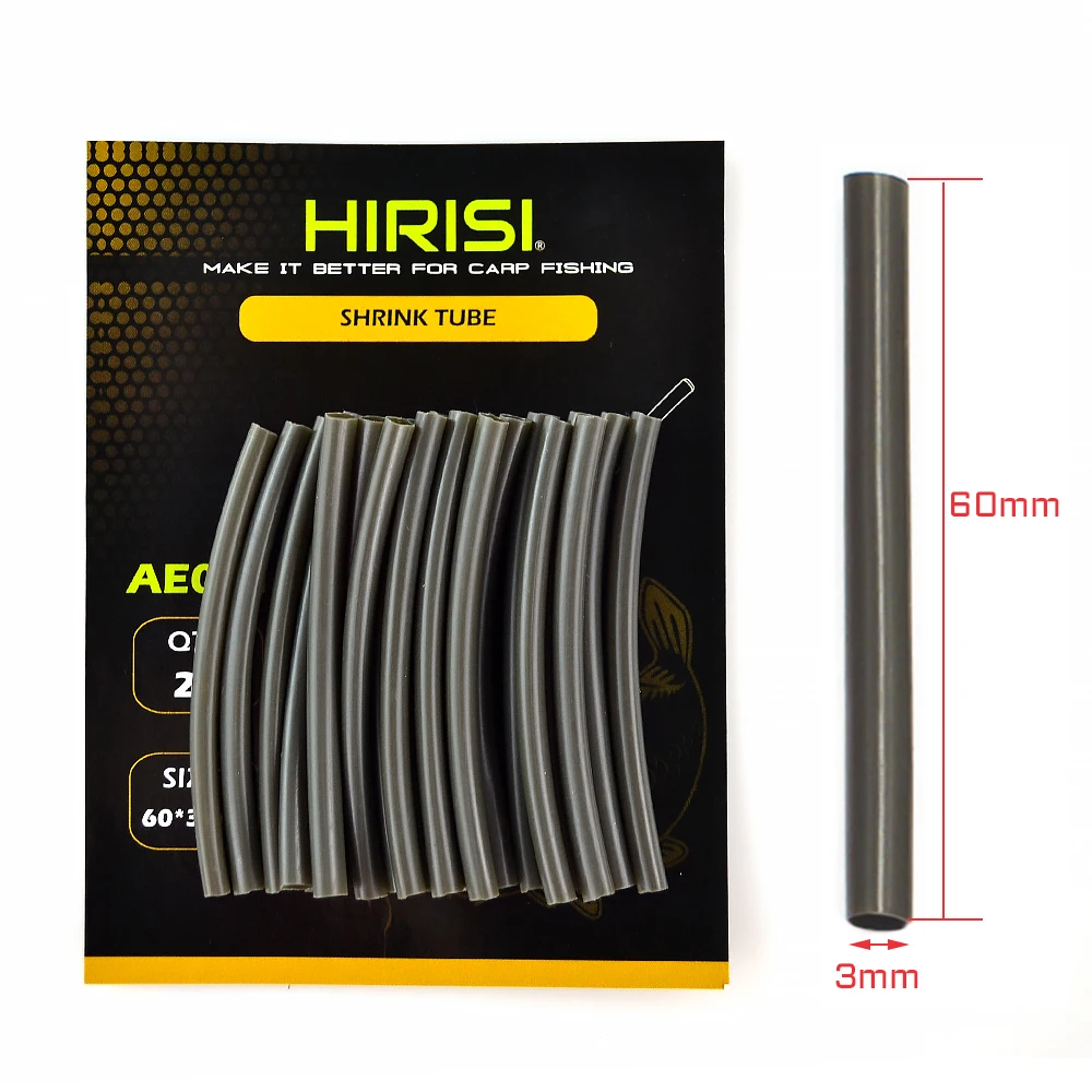 Hirisi 20 Stück Karpfenangeln Rigs Schrumpfschlauch Heizung Schrumpfschlauch Größe 1 mm 2 mm 3 mm Karpfenangeln Zubehör Terminal Tackle AE071