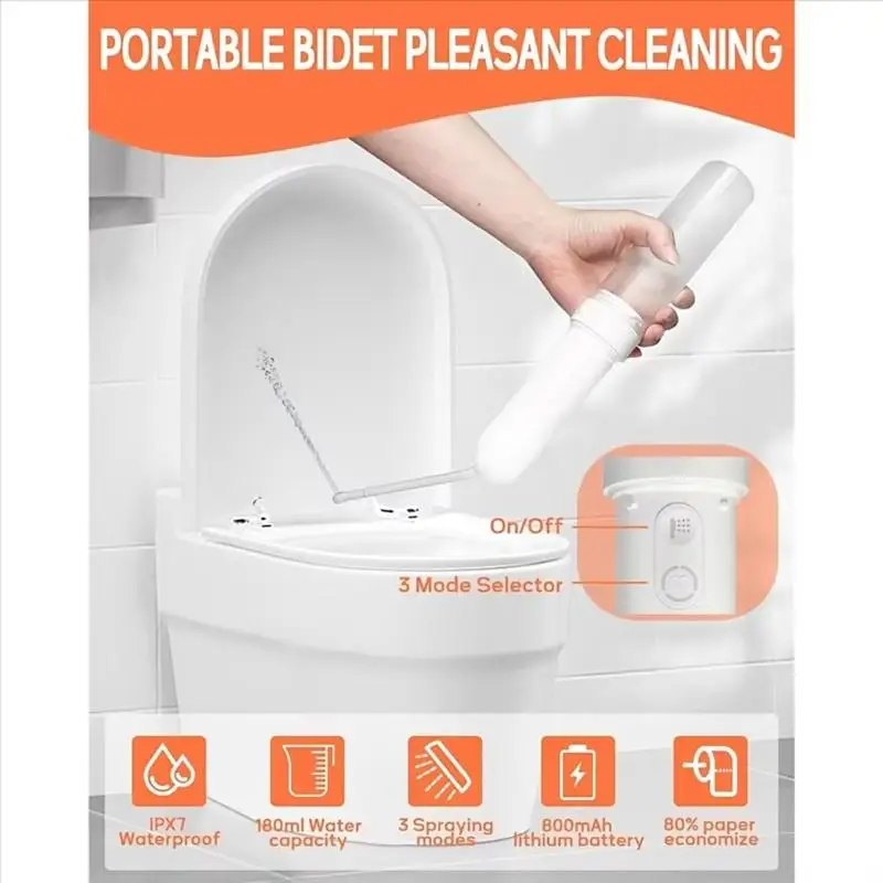 Portable 180ML Electric Intimate Washer Waterproof ABS Component Quiet Operation Person Clean Care Suitable for Women D2RD