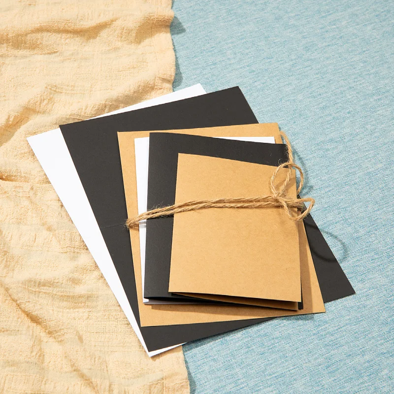 20 Stück Kraftpapier, weiß, leere Grußkarte, Retro, einfach, faltbar, halb faltbar, leere Grußkarte, DIY-Karte – Detail 3