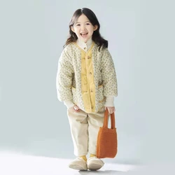 Autumn winter Plush warmth down jacket 2-9 year old Girl Fashion Fashion printed casual coat New Korean version child clothing