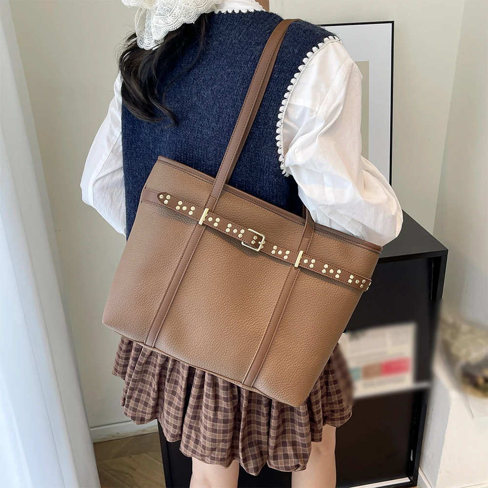 

Высококачественная женская большая вместительная новая осенне-зимняя универсальная повседневная сумка-тоут через плечо и через плечо