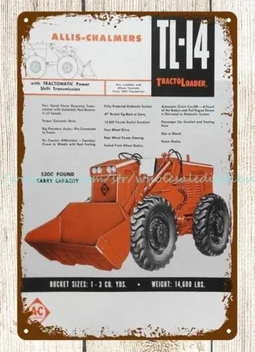 reproduction 1959 ALLIS CHALMERS TRACTOR TRACTO-LOADER farm metal tin sign