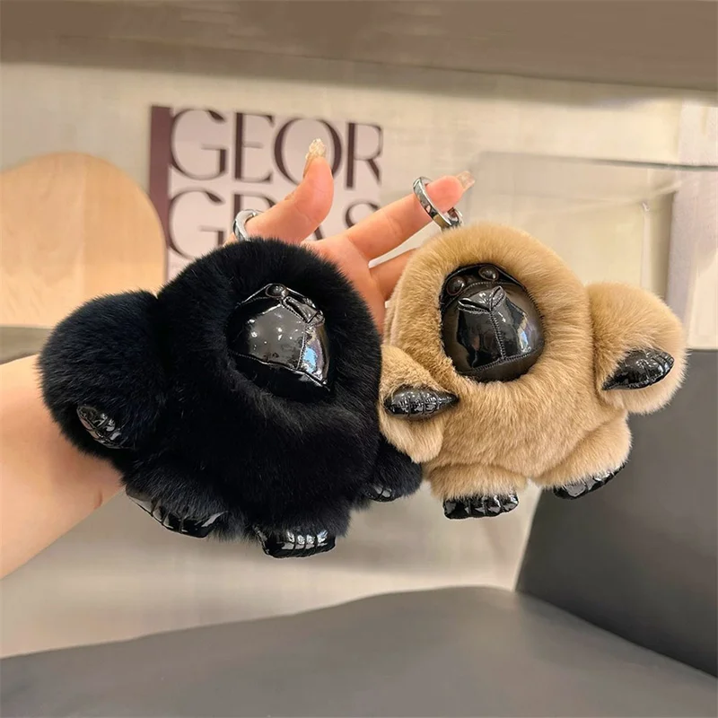 Cute Plush Monkey Keychain Rabbit Fur Gorilla Keychains Backpack Pendants Animal Bag Charm Key Ring Decoration Adult Child Gift