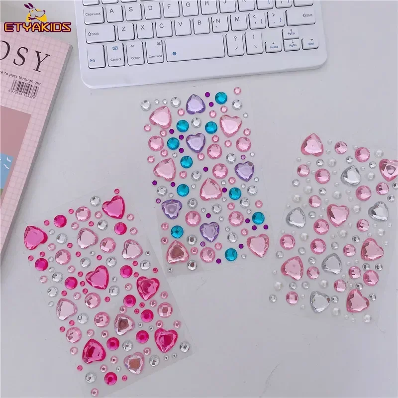 New Colorful Heart Rhinestone Crystal Stickers Ins 3D Tears Eyes Face Makeup Decoration Women Festival Party for Kids Children