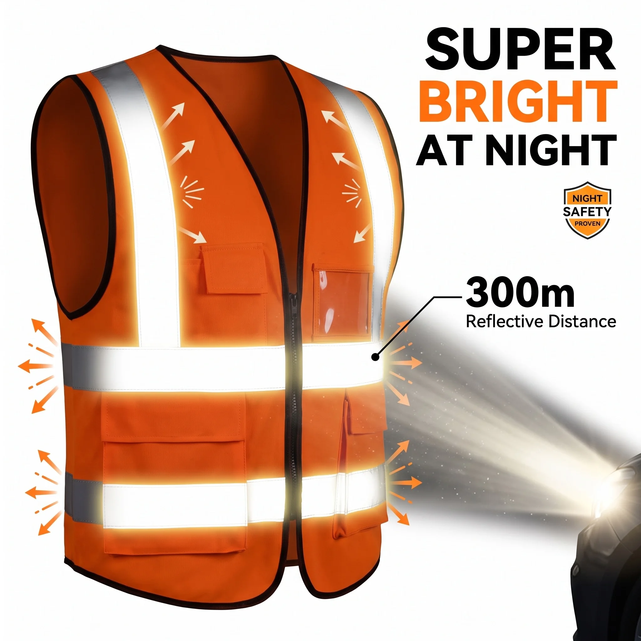 SAFEMAN High Visibility Safety Vest Hi Vis Vests Reflective Workwear Multi Pocket Utility Work Vest Security Construction Guard